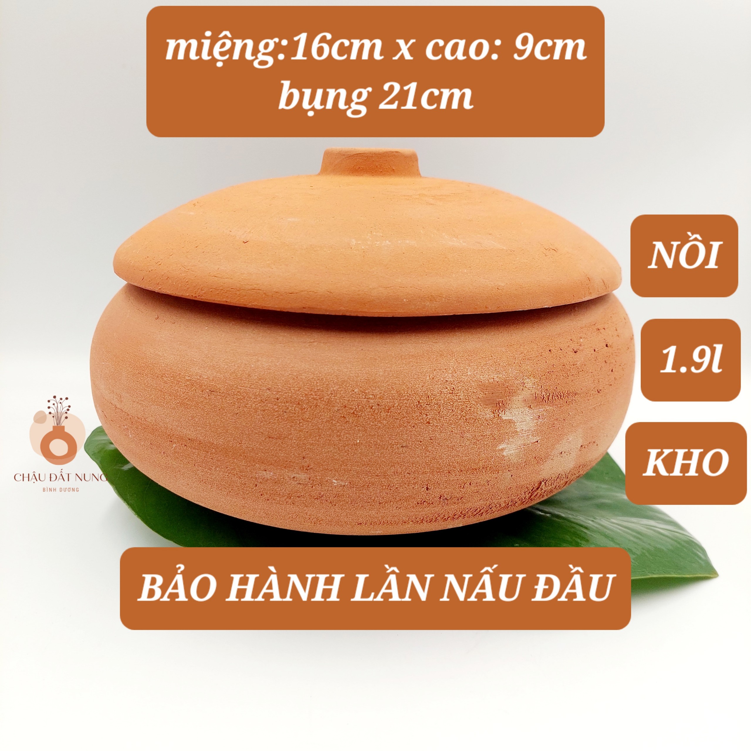 Nồi đất lớn, niêu cơm lớn, niêu đất lớn, cái niêu lớn, nồi đất ủ gà kích thước 20cm