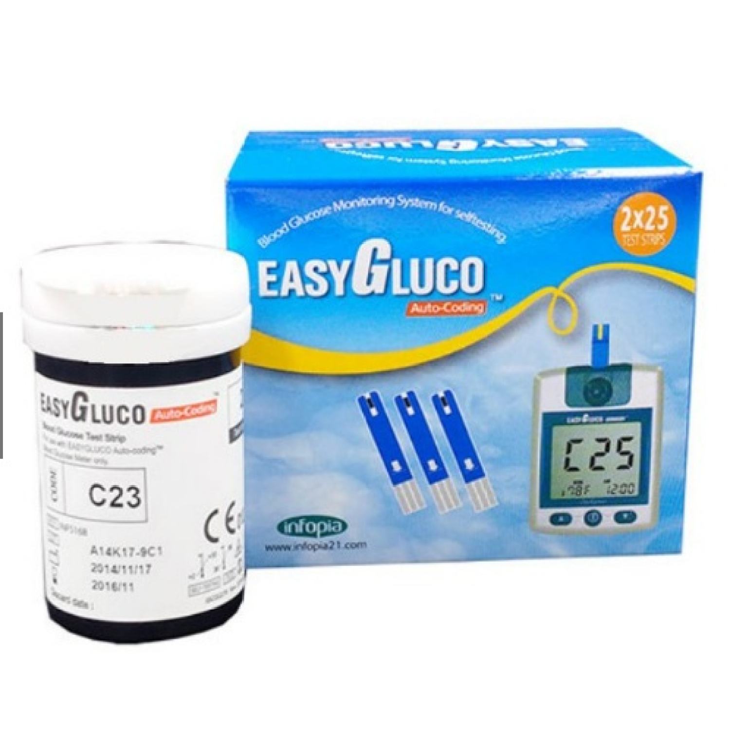 EASYGLUCO 25 QUE - Que thử đường huyết dùng cho máy Easy Gluco Auto-Coding
