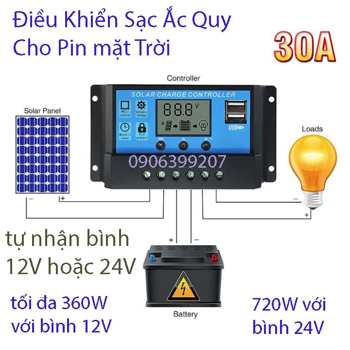 mạch sạc ắc quy cho pin năng lượng mặt trời 30A