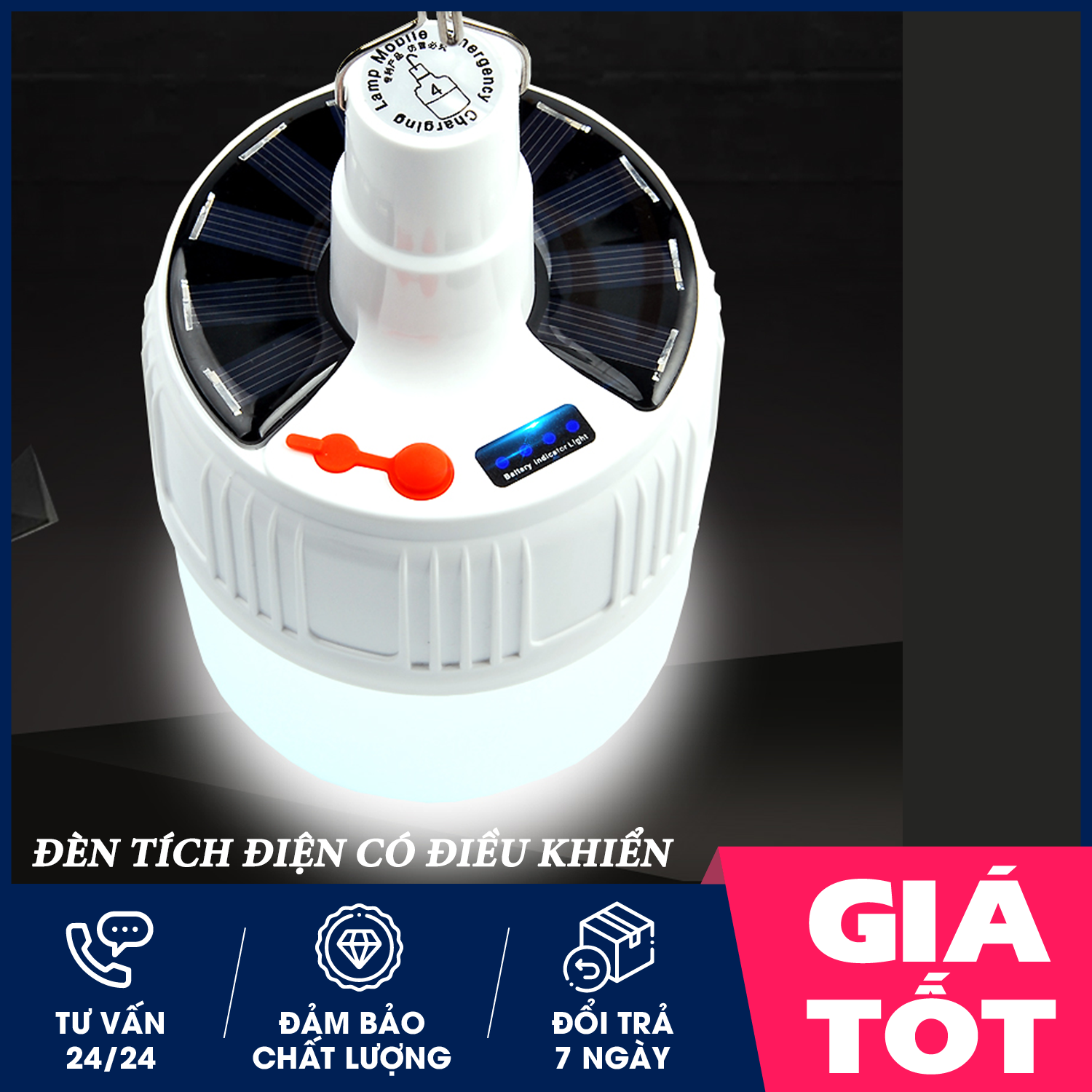 (LOẠI TO) Bóng đèn tích điện,công suất 100W,  bóng đèn tích điện có điều khiển từ xa, SL24-1 ĐỔI 1 TRONG 7 NGÀY