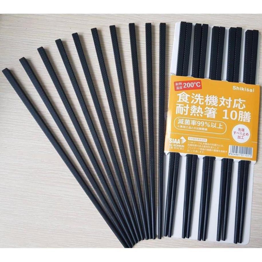 Bộ 10 đôi đũa Shikisai NHẬT BẢN Chống mốc, chống trơn, chịu nhiệt