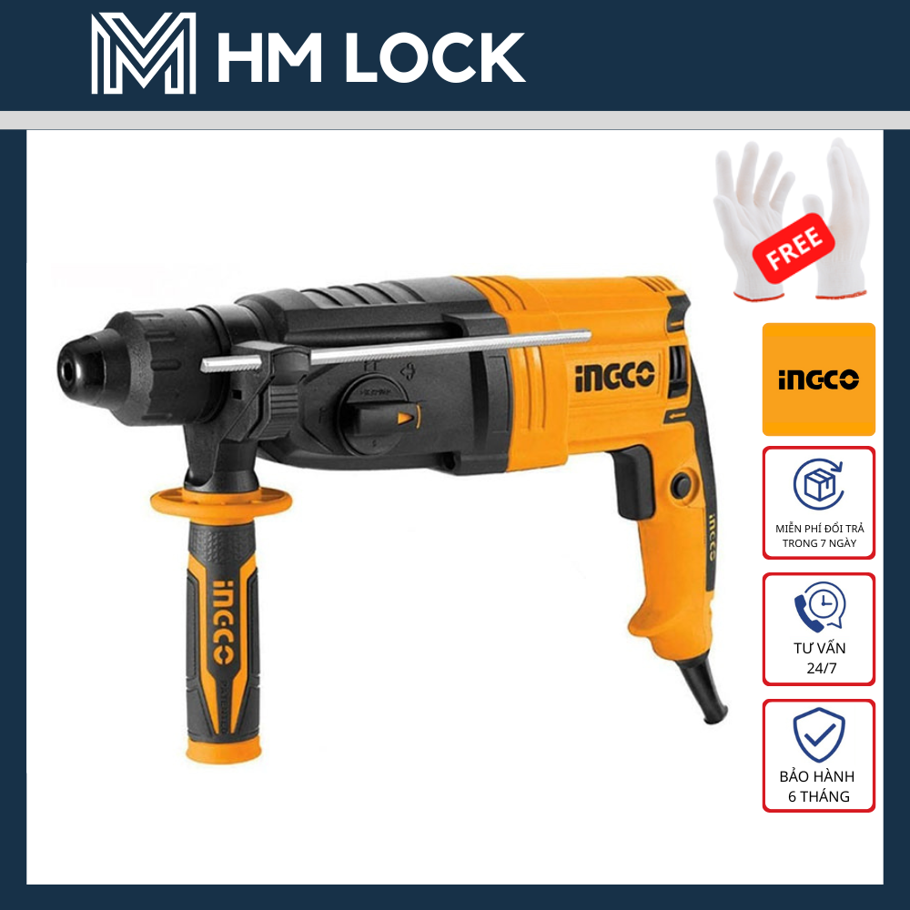 30mm máy khoan đục bê tông 950w ingco - tặng 3 mũi khoan + 2 mũi đục - hàng chính hãng - rgh9528 - hm lock