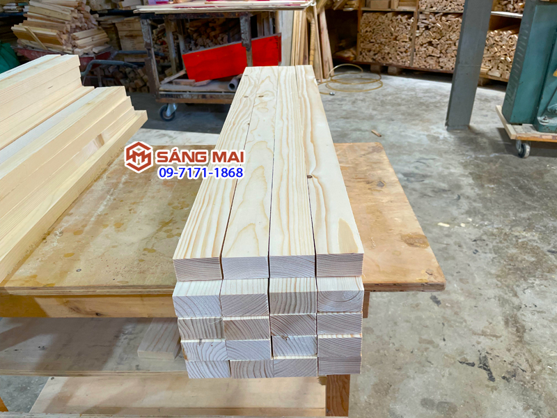 [MS15] Thanh gỗ thông 3cm x 6cm x dài 120cm + láng mịn 4 mặt