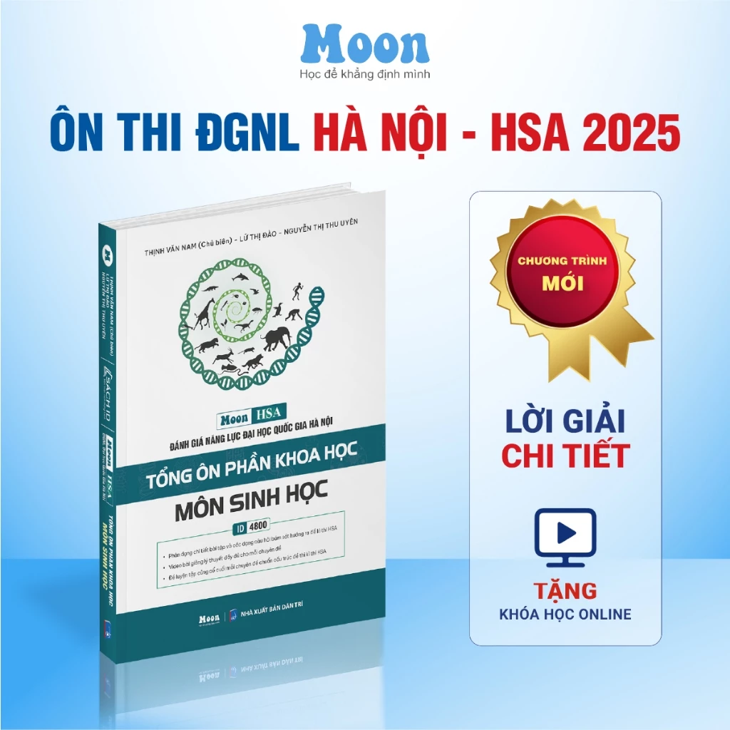 [HSA 2025] Sách ôn thi đánh giá năng lực Hà Nội môn Sinh Học Moonbook