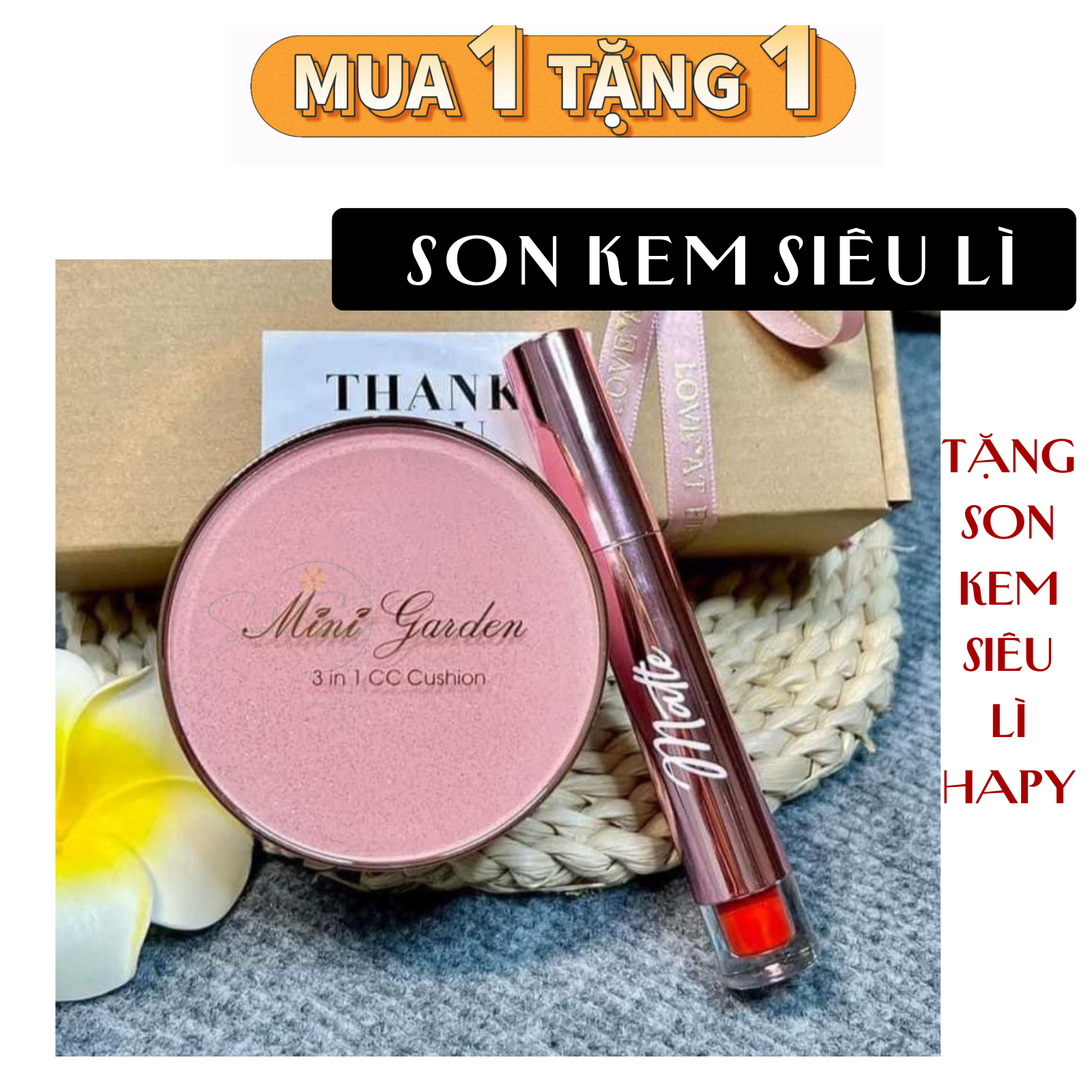 Phấn nước cushion che khuyết điểm makeup 3in1 MiniGarden SPF40+/PA+++ tích hợp phấn nước che khuyết điểm má hồng chống nắng kháng nước không trôi lên tone tự nhiên LALASTORE