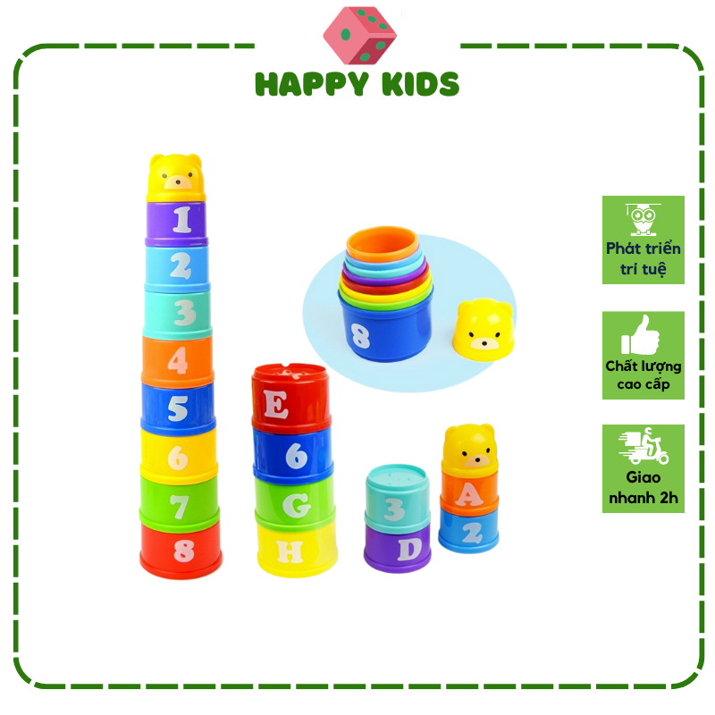 [HCM] Đồ chơi trẻ em cốc xếp chồng 9 tầng hình gấu đồ chơi cho bé