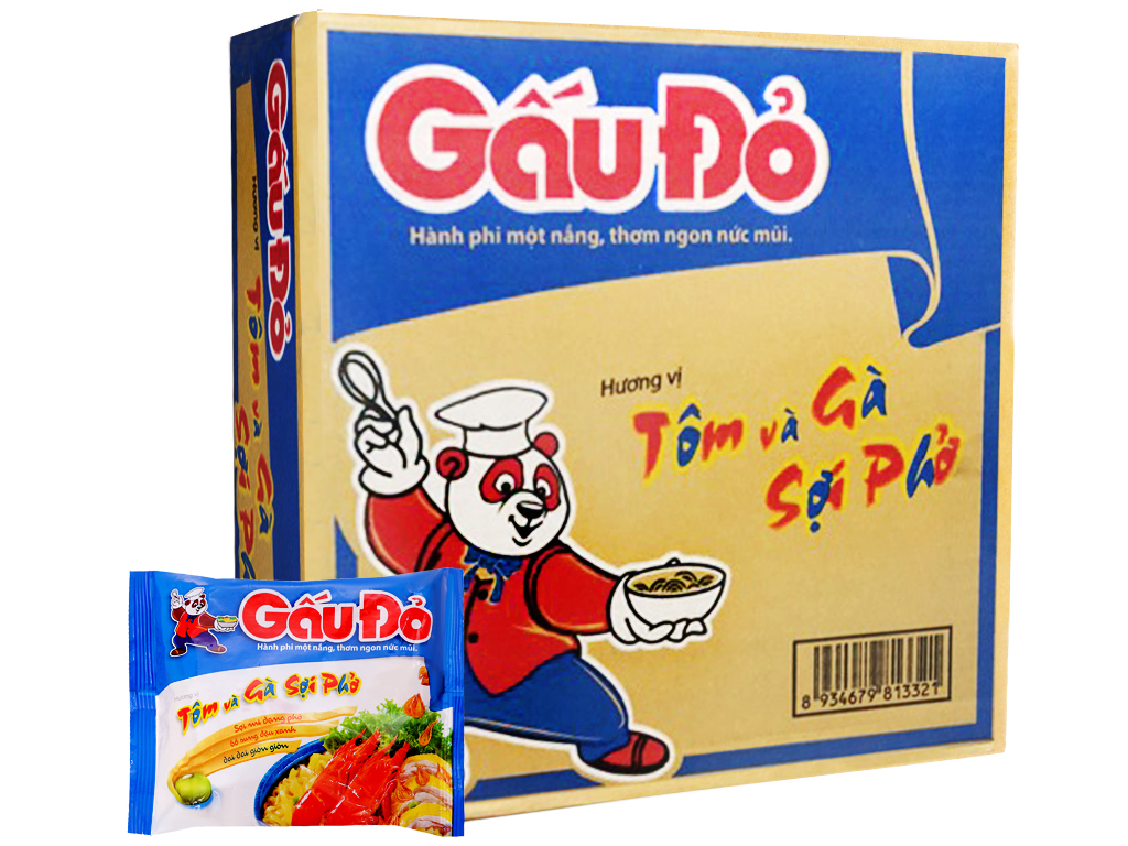 Thùng 30 gói mì gấu đỏ tôm gà tôm gà