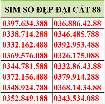 Sim số đẹp phong thủy lộc phát 88 mạng viettel trả trước – đăng ký chính chủ- tặng que chọc sim.