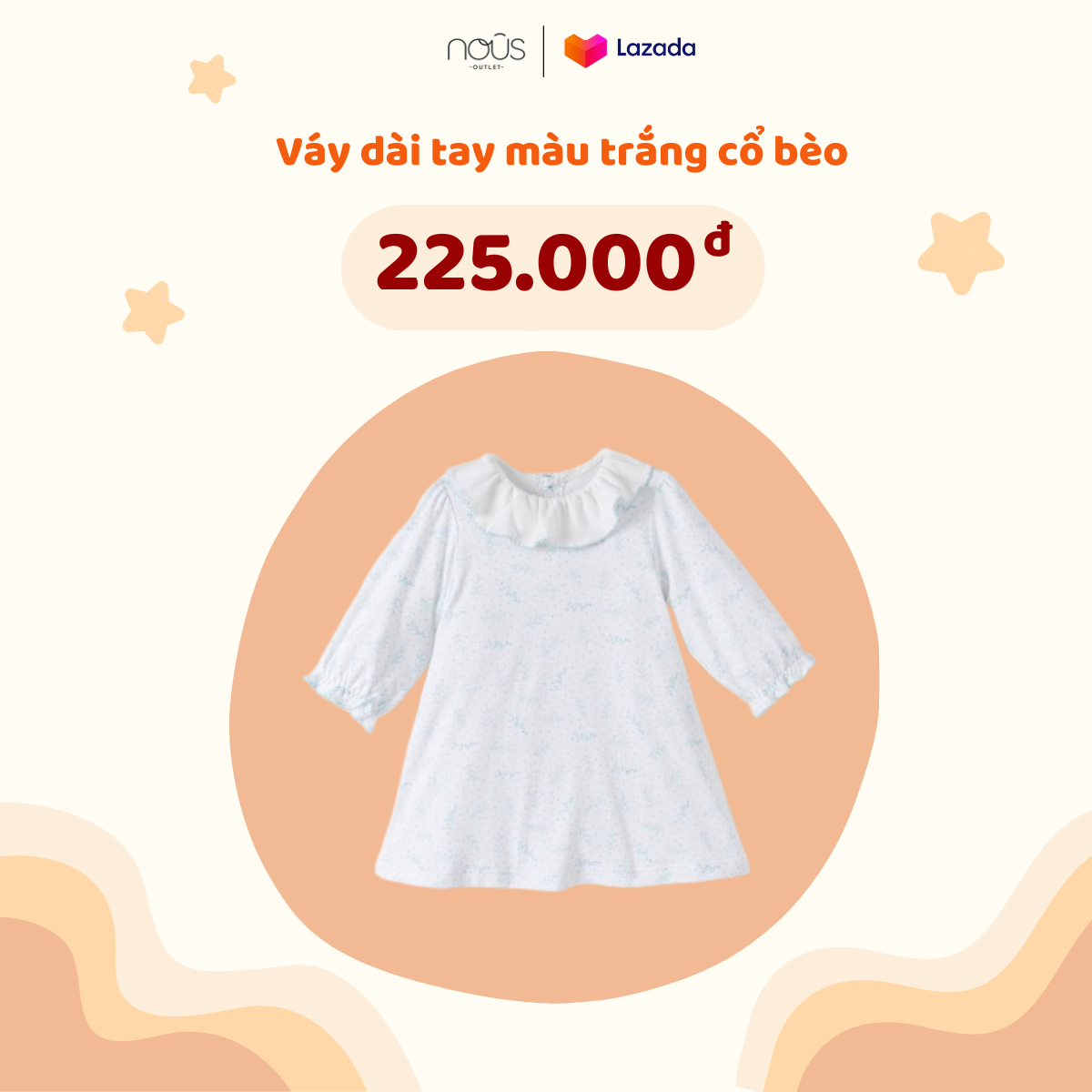 Váy Nous dài tay chất liệu Petit à Petit cao cấp cho bé gái dễ thương