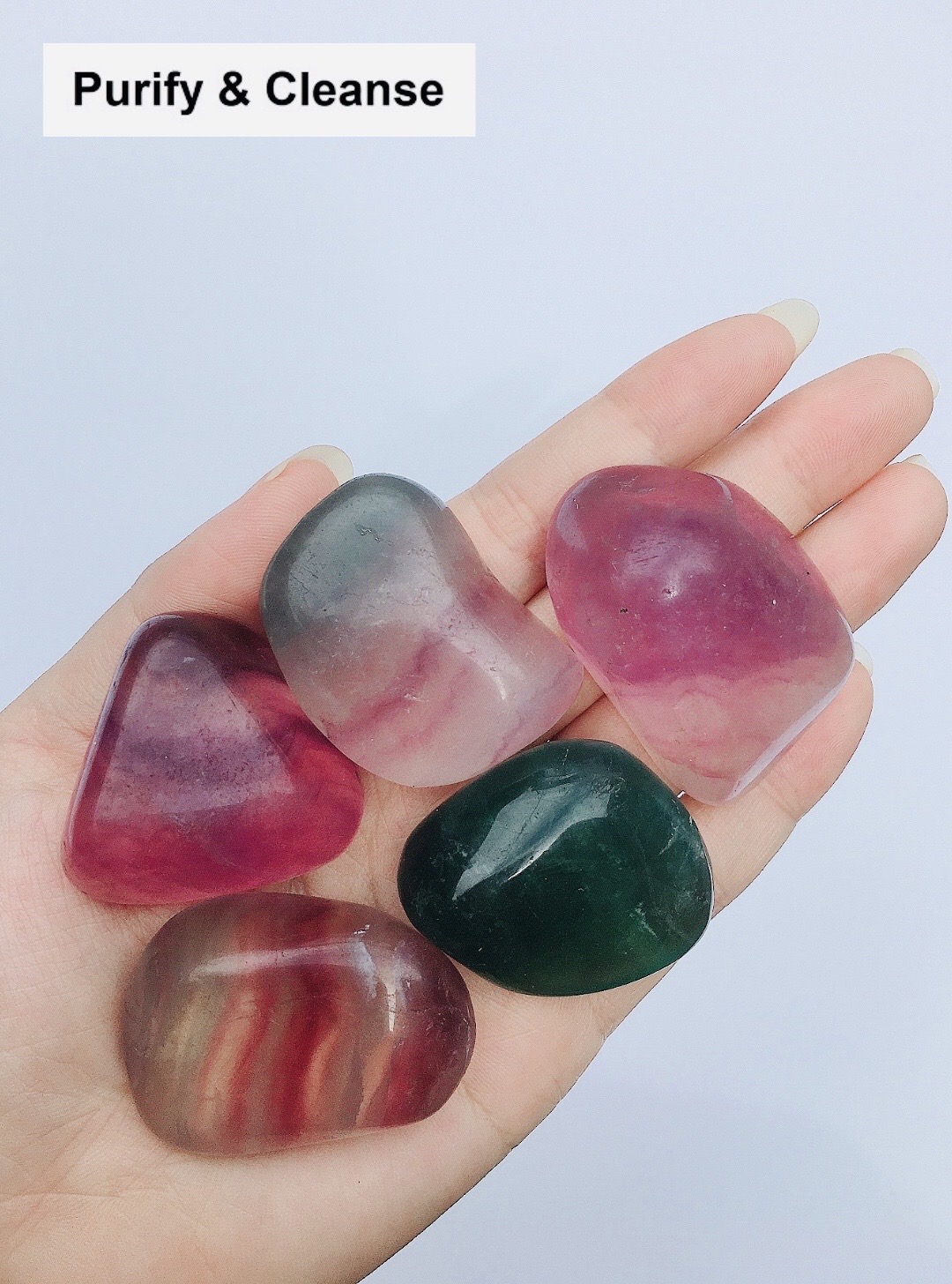 Purify & Cleanse Đá Flourite Rainbow Flourite Stone Crystal Healing Tarot Reiki