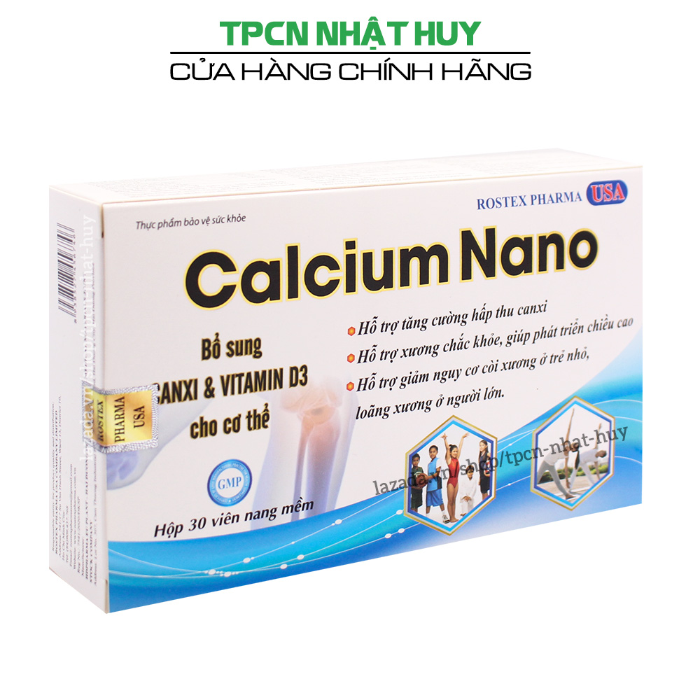 Viên uống bổ sung Canxi, Vitamin D3 CALCIUM NANO hỗ trợ phát triển chiều