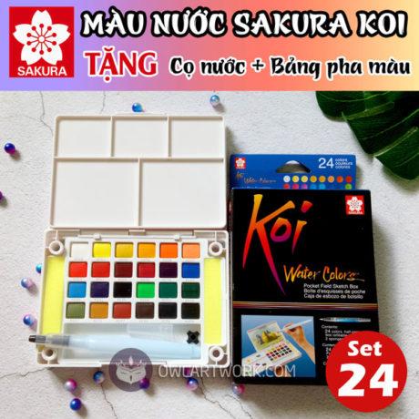 Màu nước Sakura Koi dạng nén set  24 màu