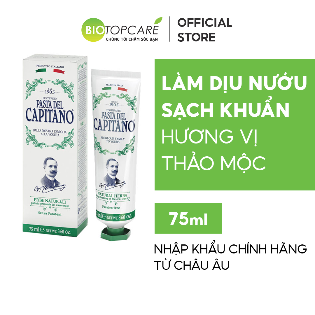 Kem đánh răng Pasta del Capitano 1905 thảo mộc tự nhiên 75ml