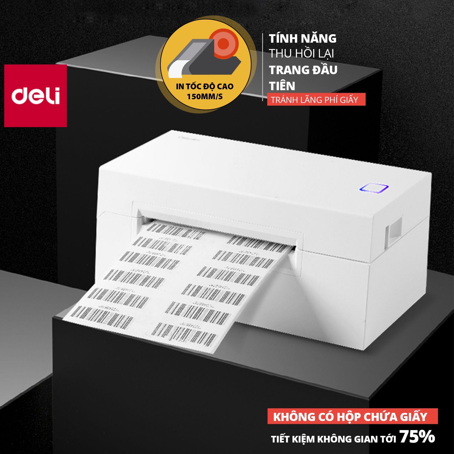 Máy in hóa đơn chuyên dùng TMĐT Deli -1 đơn mỗi giây - phụ kiện máy in - Màu trắng - 1 chiếc - DL-770D / 15208