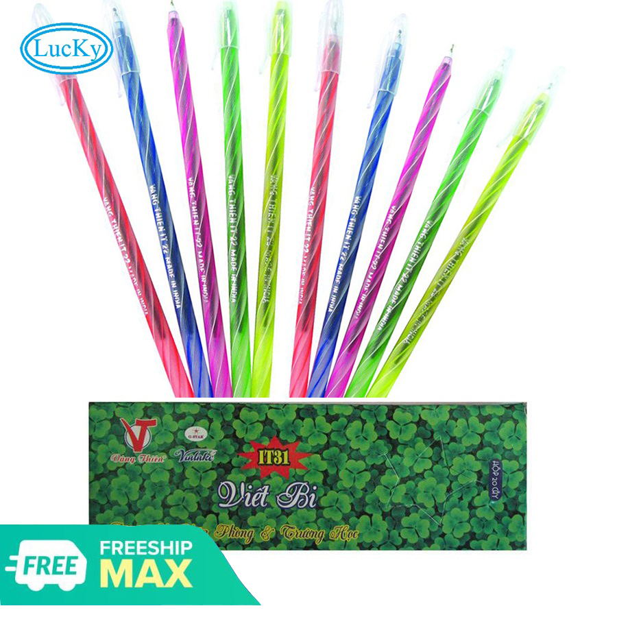 Hộp 20 cây bút bi IT31 dùng cho văn phòng và trường học, Học Sinh( Mực Xanh)