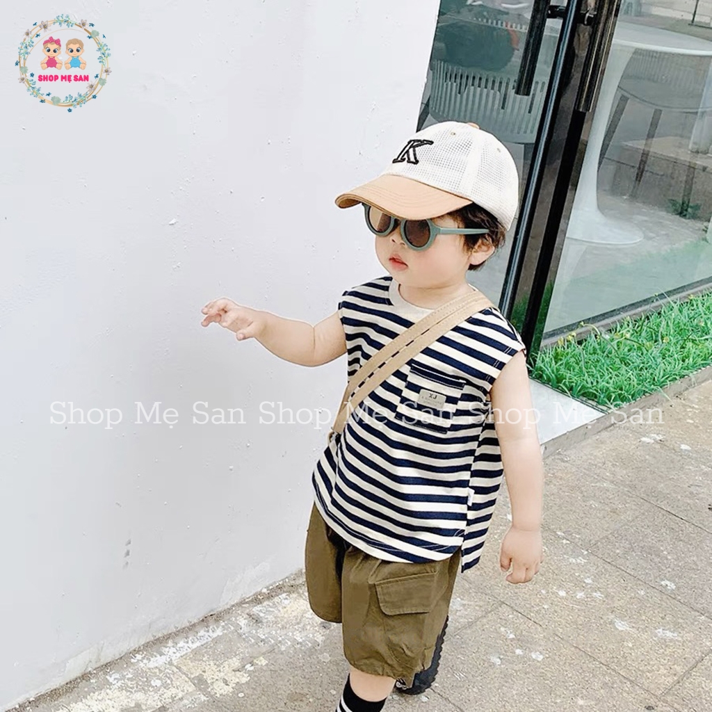 Bộ cộc tay bé trai, bộ hè bé trai với áo chất cotton tàu mềm mịn, quần thô mềm mát sành điệu