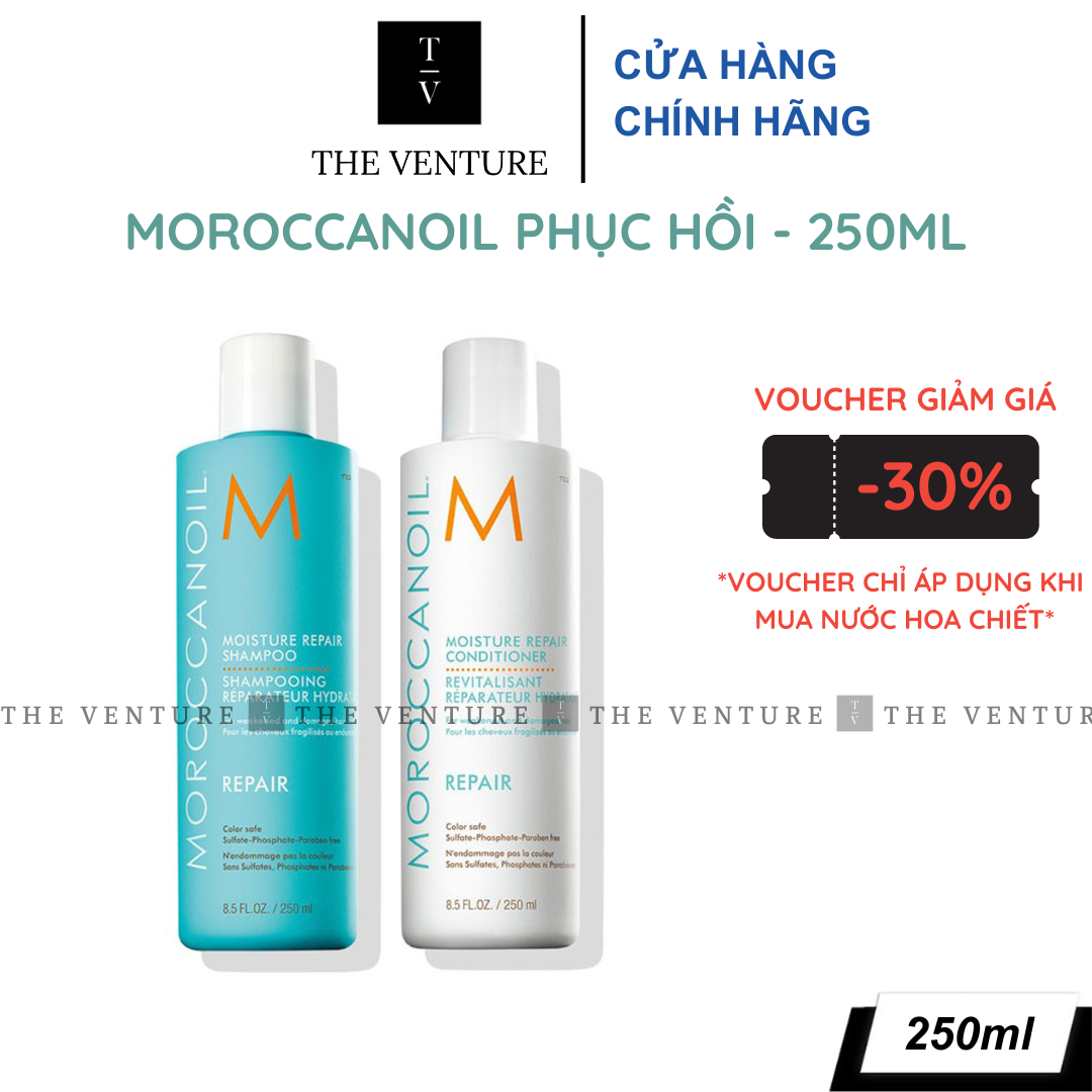 Combo dầu gội & xả phục hồi hư tổn moroccanoil moisture repair chính hãng - 250ml