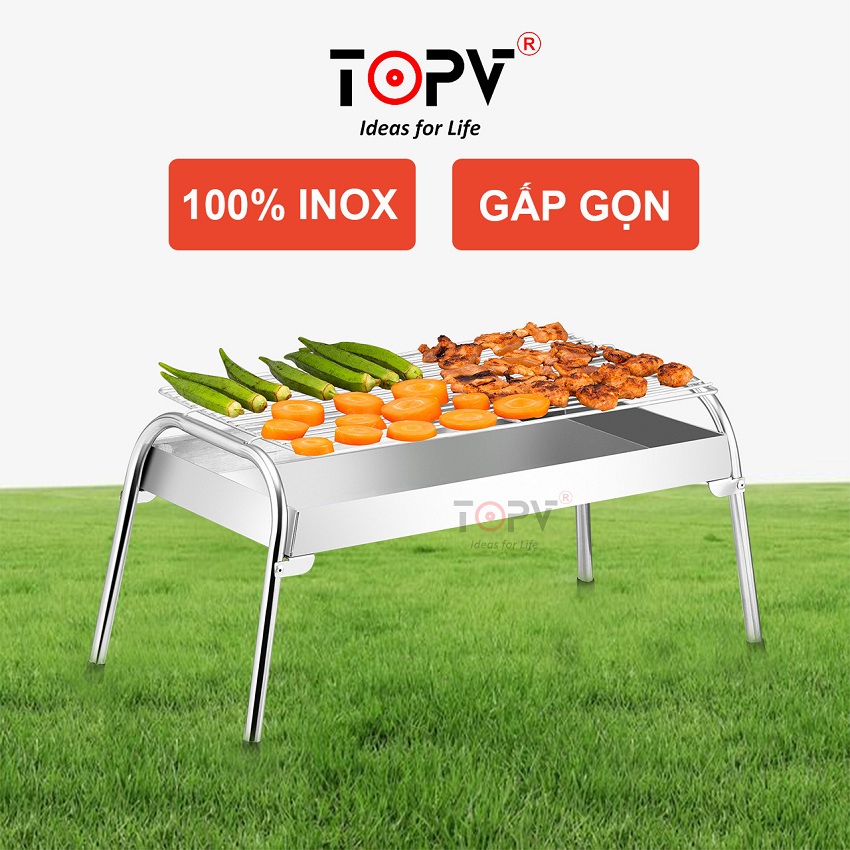 Bếp nướng ngoài trời, Bếp nướng than hoa gấp gọn TopV GX S-M, đi du lịch, picnic tiện lợi