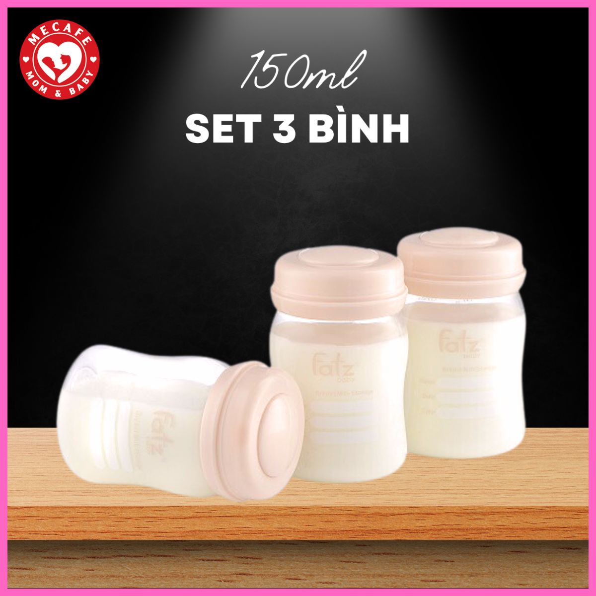 Bộ 3 bình trữ sữa mẹ cổ rộng Fatzbaby 150ml