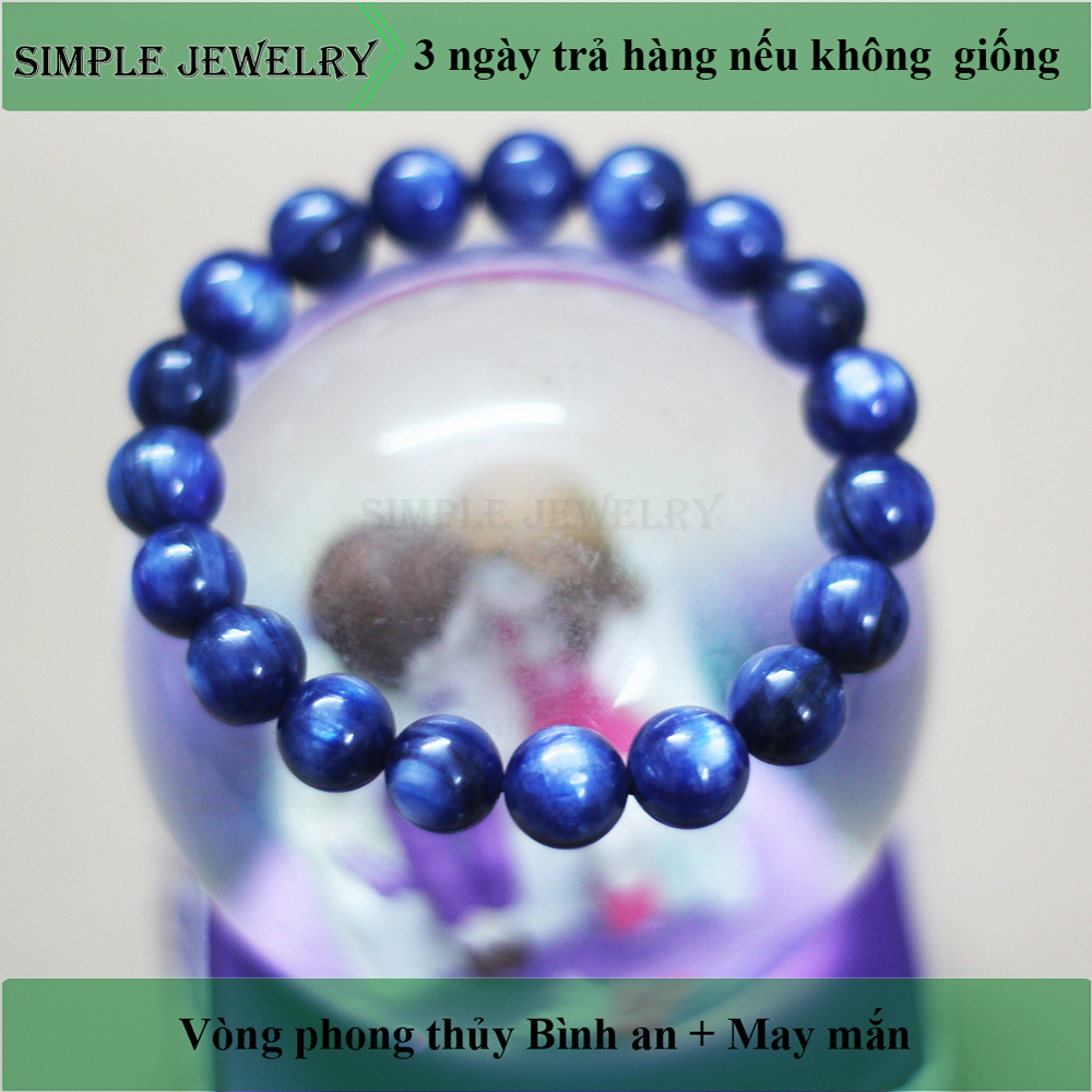 Vòng tay phong thủy ĐÁ KYANITE năng lượng cuồn cuộn phối với Nam nữ mệnh hợp Thủy, Mộc