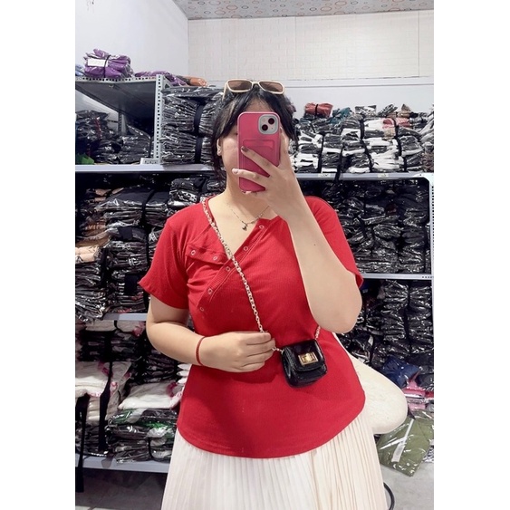 Áo thun cổ trụ nút bấm bigsize chất thun gân