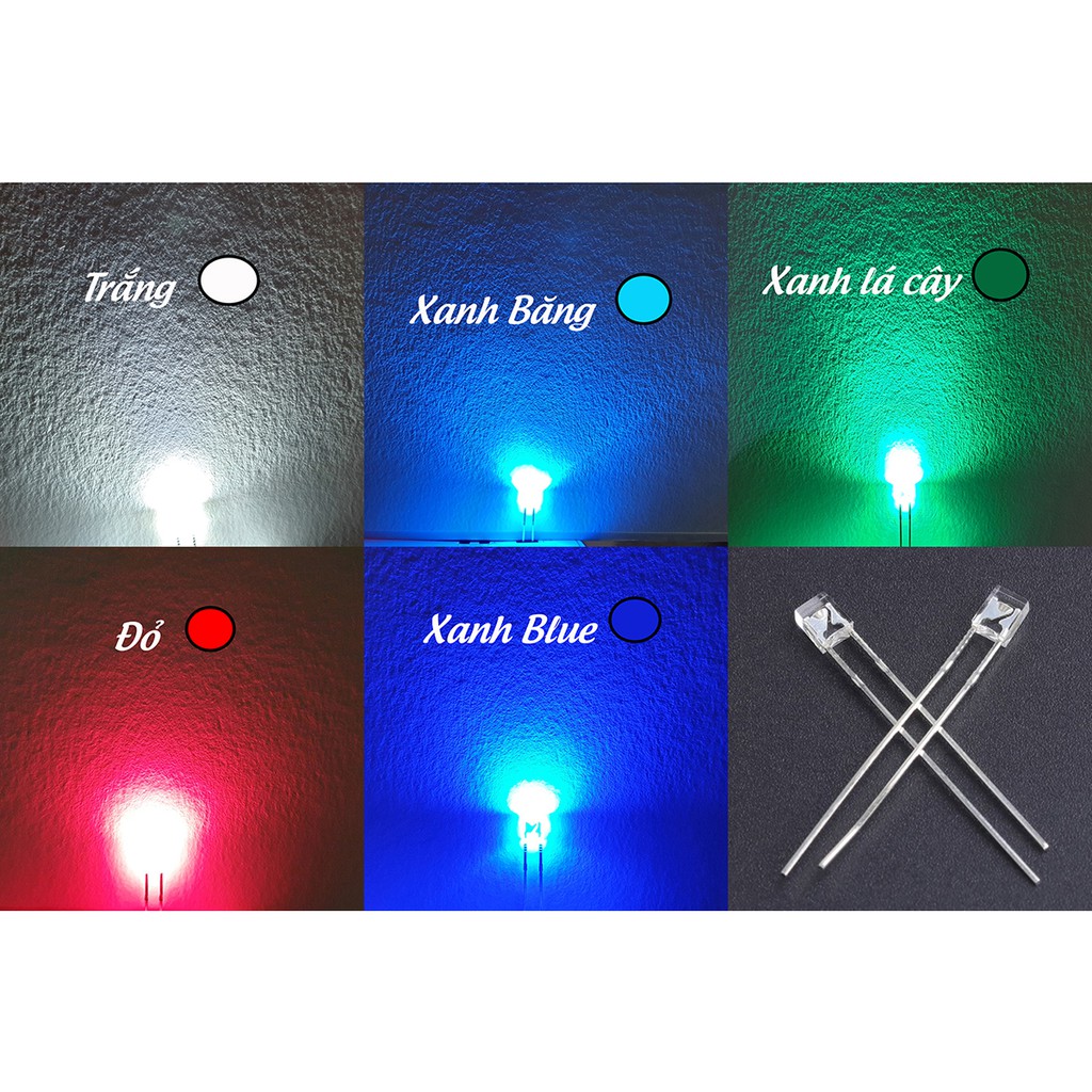 Led vuông 234 đơn sắc nhiều màu xanh đỏ cam hot pink ice blue blue green...