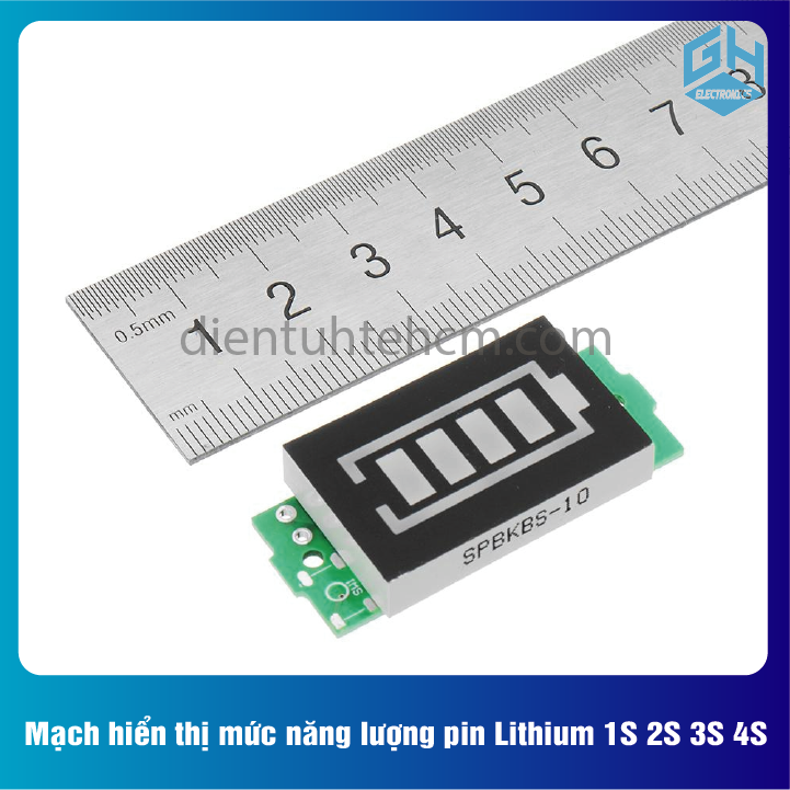 Mạch hiển thị mức năng lượng pin lithium 1s 2s 3s 4s