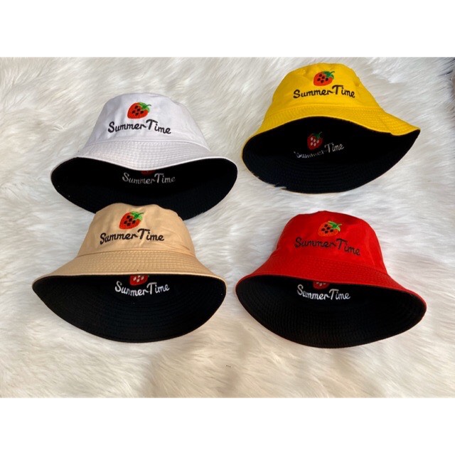 Mũ Bucket 2 mặt Quả Dâu - Siêu Dễ Thương