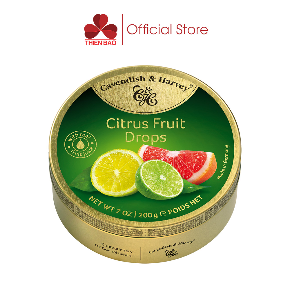 Kẹo trái cây đức cavendish & harvey cirtrus fruit - hộp thiếc 200g