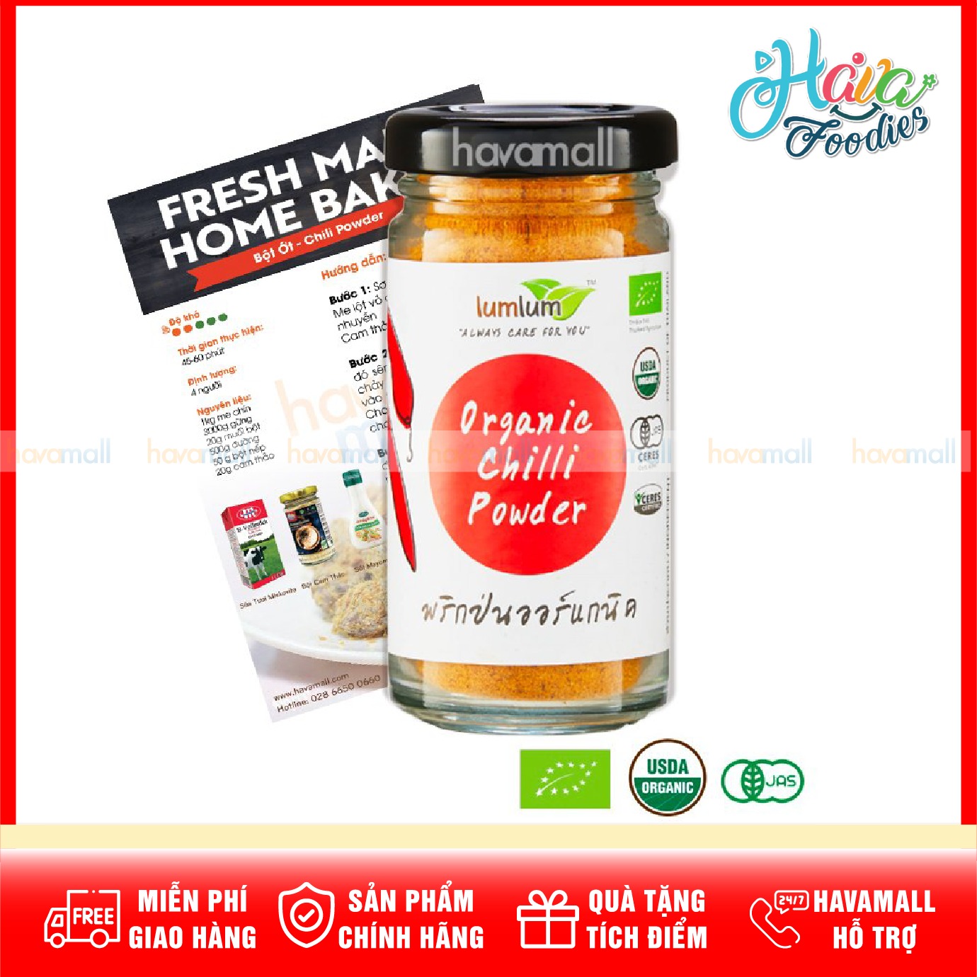 Bột ớt hữu cơ – lumlum organic chili powder 30g