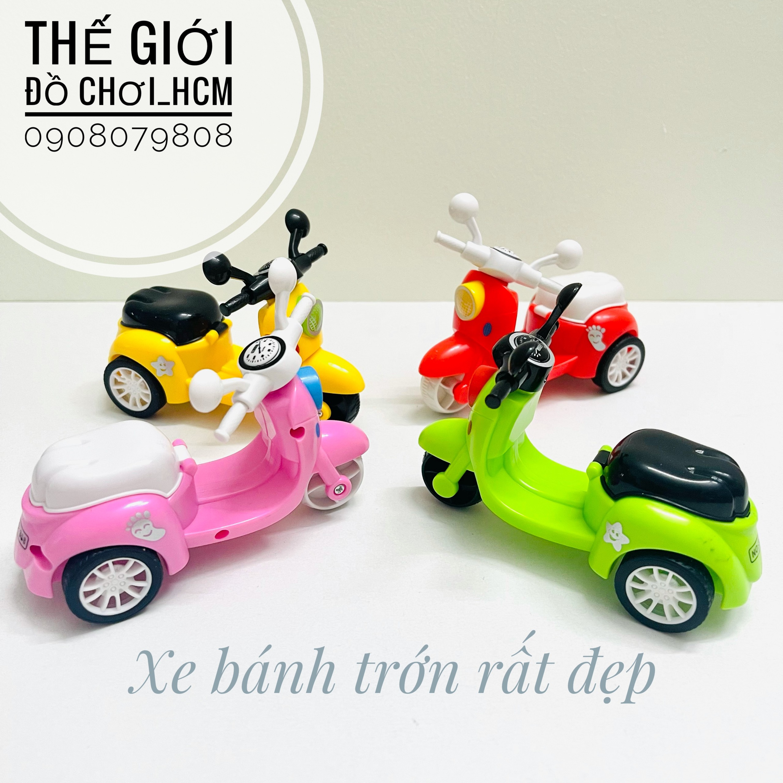 [BÁNH TRỚN RẤT ĐẸP] Đồ chơi xe máy/ xe môto chạy đà đẩy rất dễ thương dành cho bé thích khám phá mô hình xe vespa
