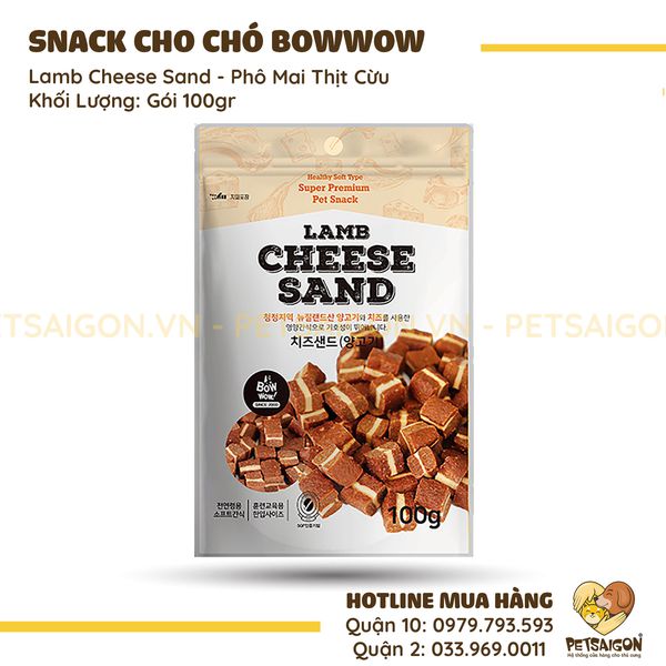 Snack bow wow phô mai thịt cừu cho chó 100gr