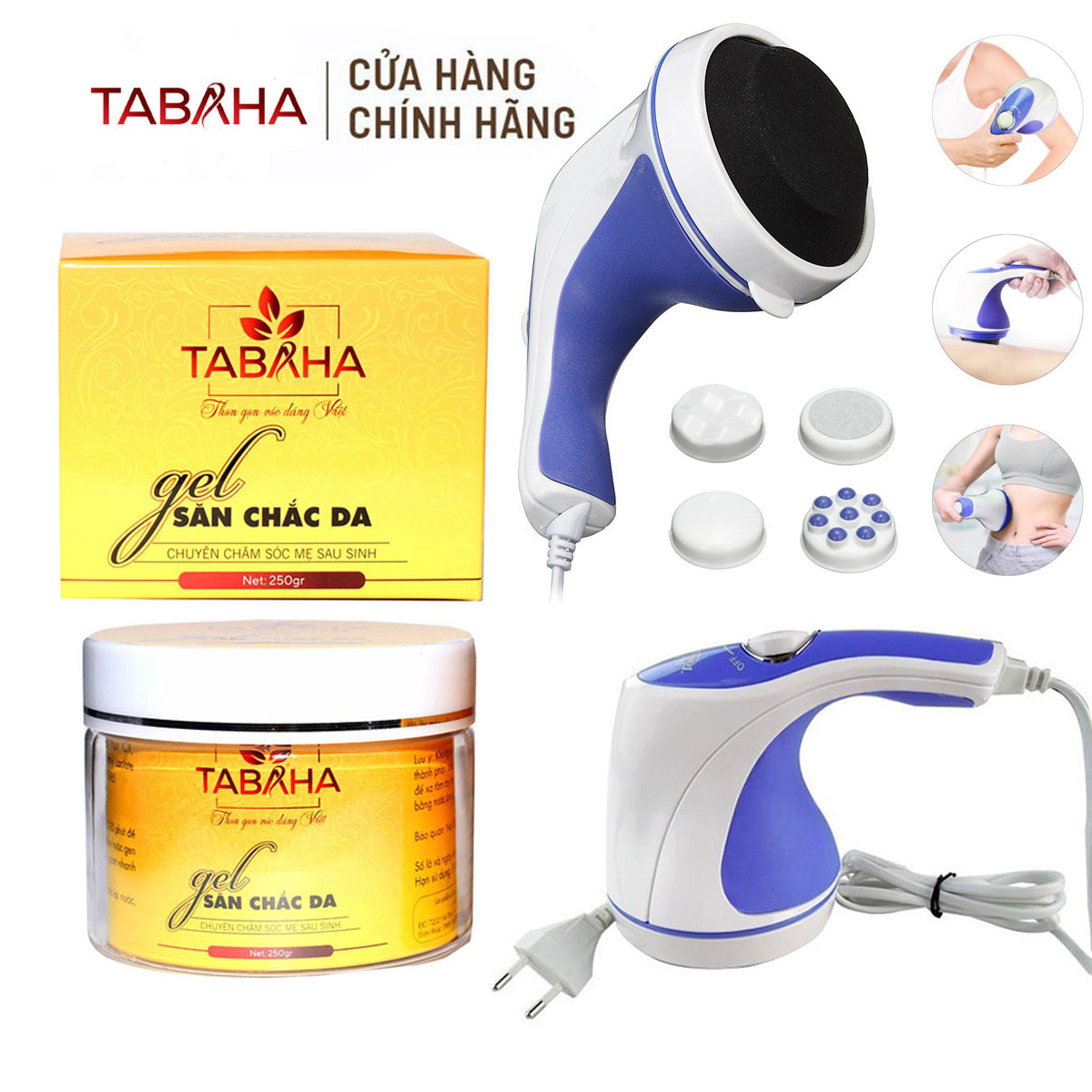 Kem tan mỡ Tababa 250g Tặng Máy massage bụng cầm tay Relax 5 đầu