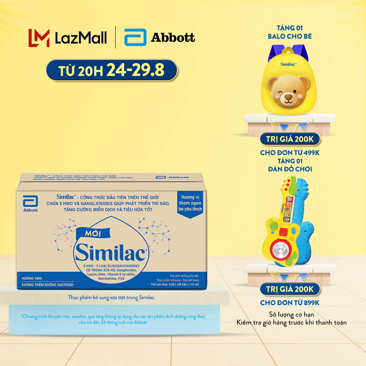 (CHỈ TỪ 20H 24-29.8 TẶNG QUÀ CHO ĐH TỪ 499K-SLCH)  Thùng 48 Similac Eye-Q 4 nước 110ml (Bao bì thay đổi theo từng đợt nhập hàng) - cho trẻ từ 1 tuổi