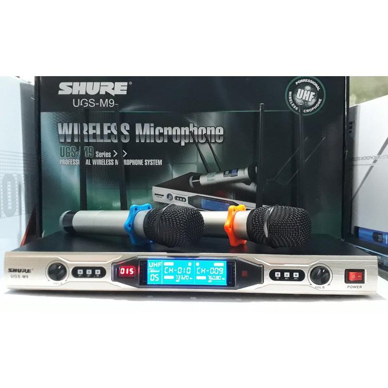 Bộ 02 micro karaoke không dây cao cấp shure ugs m9 - 4 antenna bắt sóng