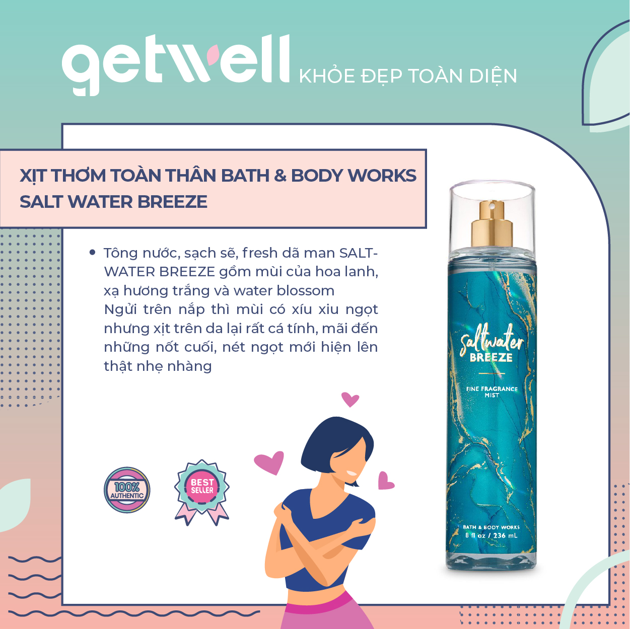Body Mist Saltwater Breeze Scent Xịt Thơm Toàn Thân Bath Body