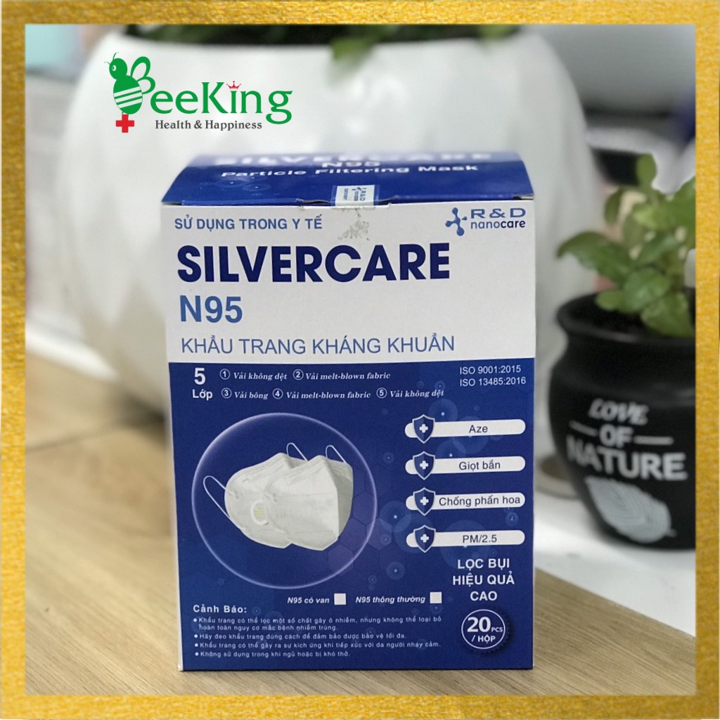 Một hộp khẩu trang N95 SILVERCARE ( có van) - Hộp 20 cái - BeeKing Company