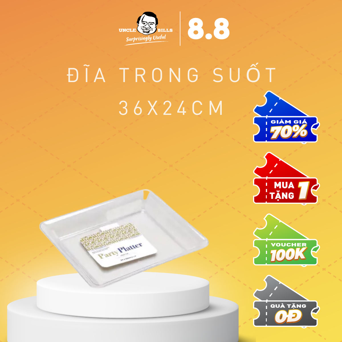 Đĩa trong suốt 36x24cm ubl yt0045