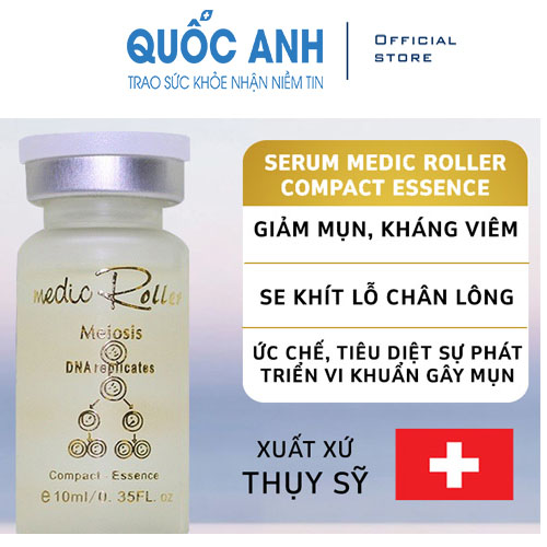 Tinh chất Serum mụn Medic Roller compact essence 10ml hỗ trợ loại bỏ mụn đầu đen, mụn mủ dung tích 10ml Thuỵ sỹ