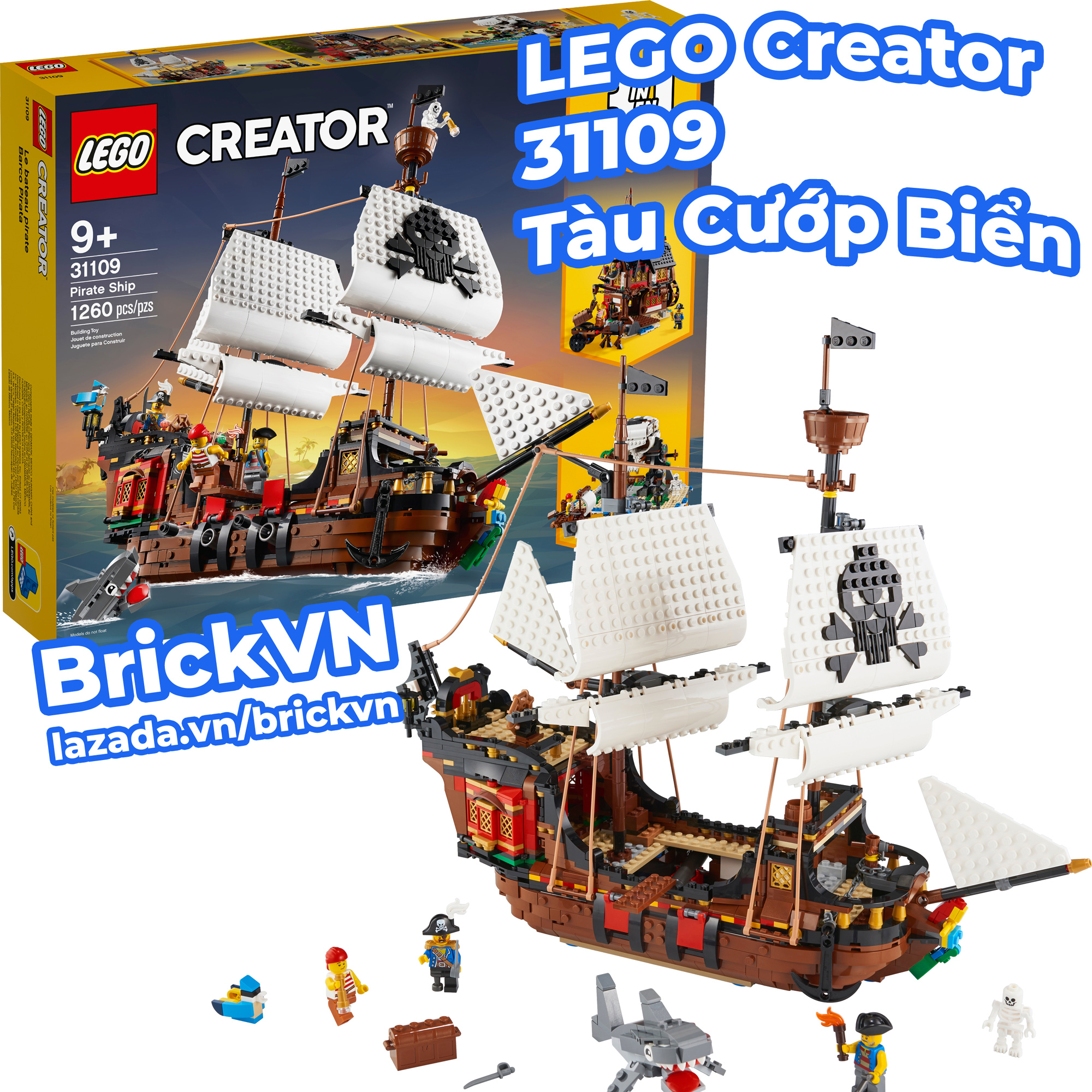 Đồ Chơi Lắp Ráp Lego Creator 3In1 31109 Tàu Cướp Biển [Brickvn] | Lazada.Vn