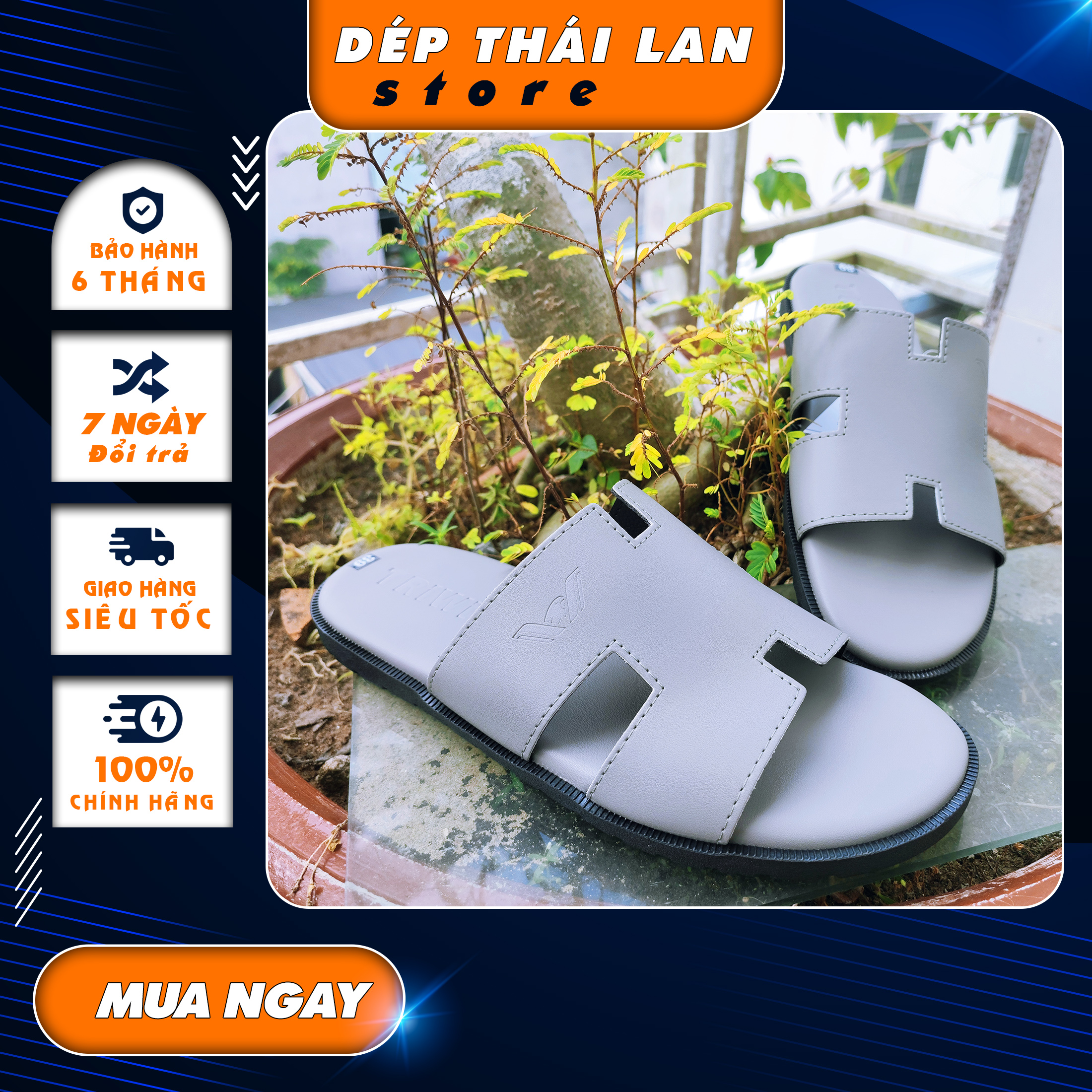 Dép da cao cấp , dép quai ngang chữ h , dép lê , dép da nam đế êm siêu bền chống trơn