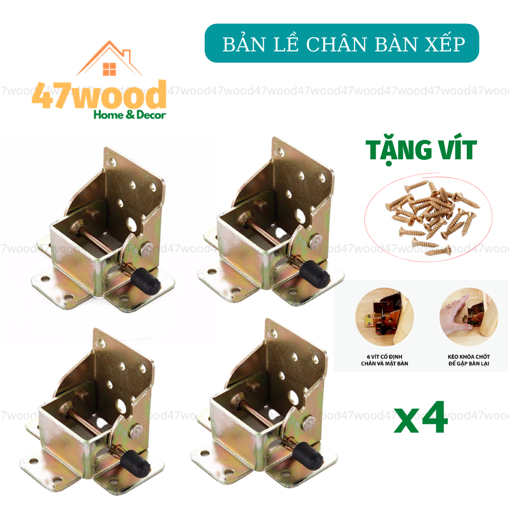 Bản lề làm chân bàn xếp gọn 90 độ, phụ kiện nội thất - Bản lề xếp chân bàn 47wood