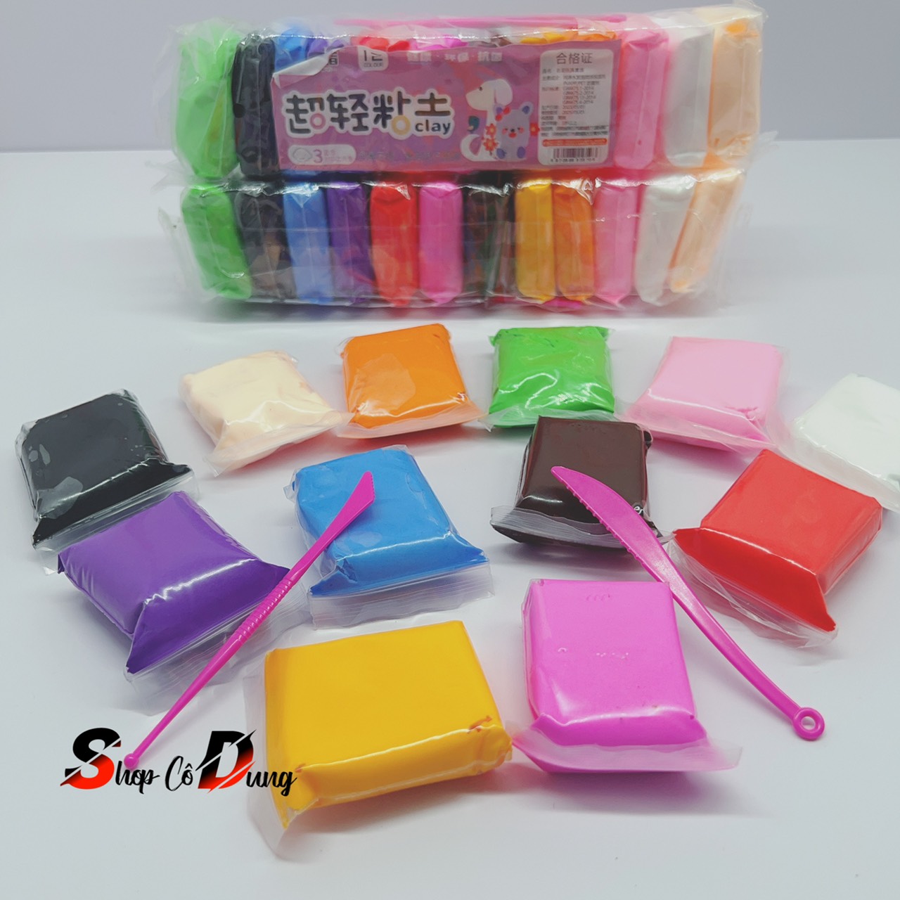 Đất sét tự khô Nhật 12 màu an toàn nặn hình cao cấp siêu nhẹ dành cho bé làm butter slime trang trí, đồ chơi đất sét