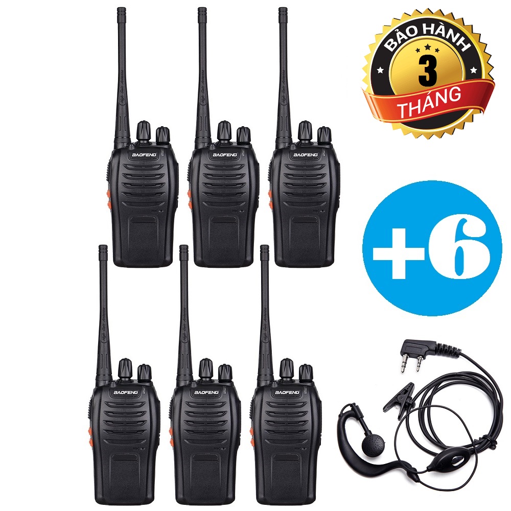 Bộ 06 Baofeng BF-888S + 06 Tai Nghe Chuyên Dụng - BH:3 Tháng