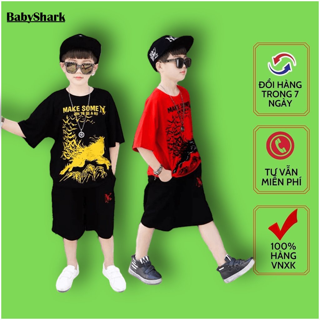 [HCM]Bộ Quần Áo Bé Trai mùa hè (62-63) - Thời trang trẻ em Babyshark - nguyên Set đồ Bé Trai cá tính 3D