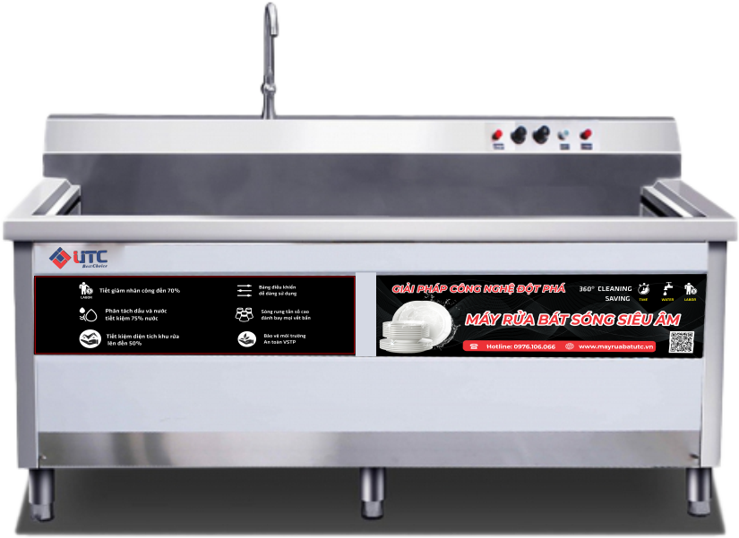 Máy rửa bát sóng siêu âm UTC-1000HS giải pháp công nghệ mới cho bếp công nghiệp tiết kiệm nhân công, tối ưu chi phí