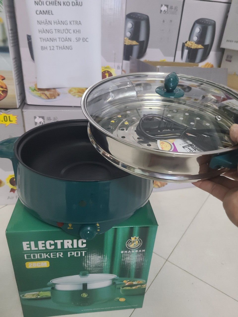 Nồi lẩu điện nồi lẩu đa năng size 28 cm không vỉ và có vỉ miễn phí đổi trả 7 ngày [ BẢO HÀNH 3 THÁNG ]