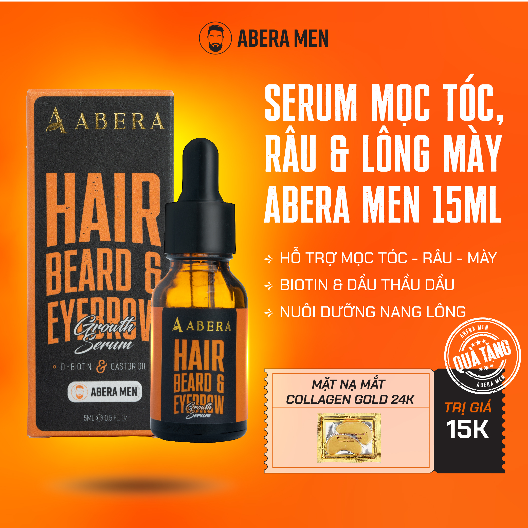 Serum kích mọc tóc & râu & chân mày abera men - kích mọc tóc, dưỡng tóc chắc khoẻ
