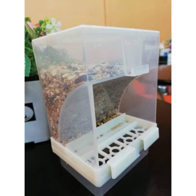 máng ăn - Hộp khay nạp thức ăn tự động chống vảy cho chim vẹt