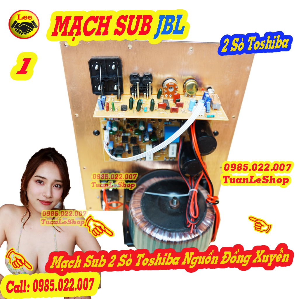 Mạch súp 2 sò toshi nguồn đồng xuyến màu vàng - kich thước 22x28 - mạch loa sub điện - mach sub , mach sieu tram